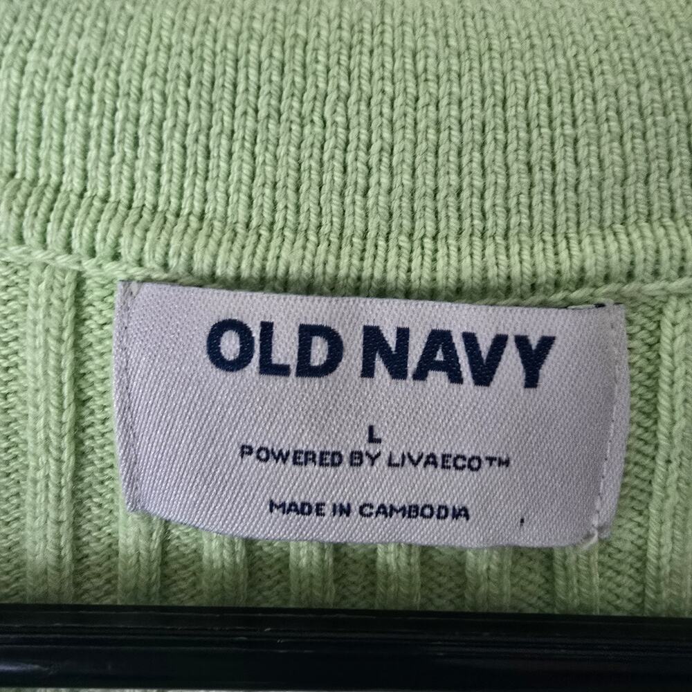 Womens Large Pastel Green Rib Knit Crop Polo Shirt Clueless Preppy Old Money Y2k - Picture 2 of 7